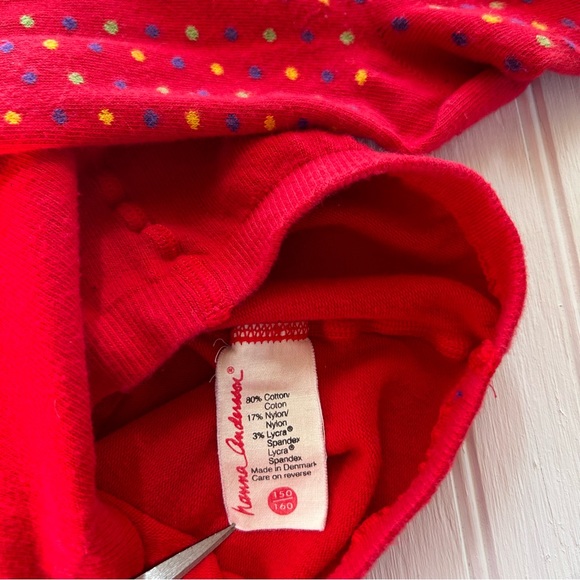 Hanna Andersson ~Girl’s Red Polka Dot Denmark Cotton Blend Footed Tights 150/160 - Picture 10 of 13